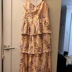 New House of Harlow 1960 Corset Tiered Floral Midi Dress